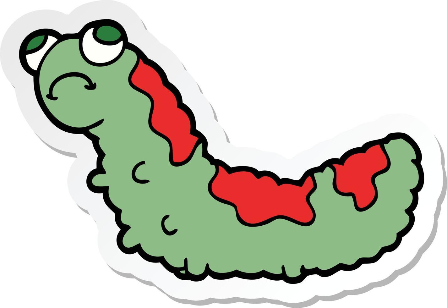 sticker of a cartoon unhappy caterpillar vector