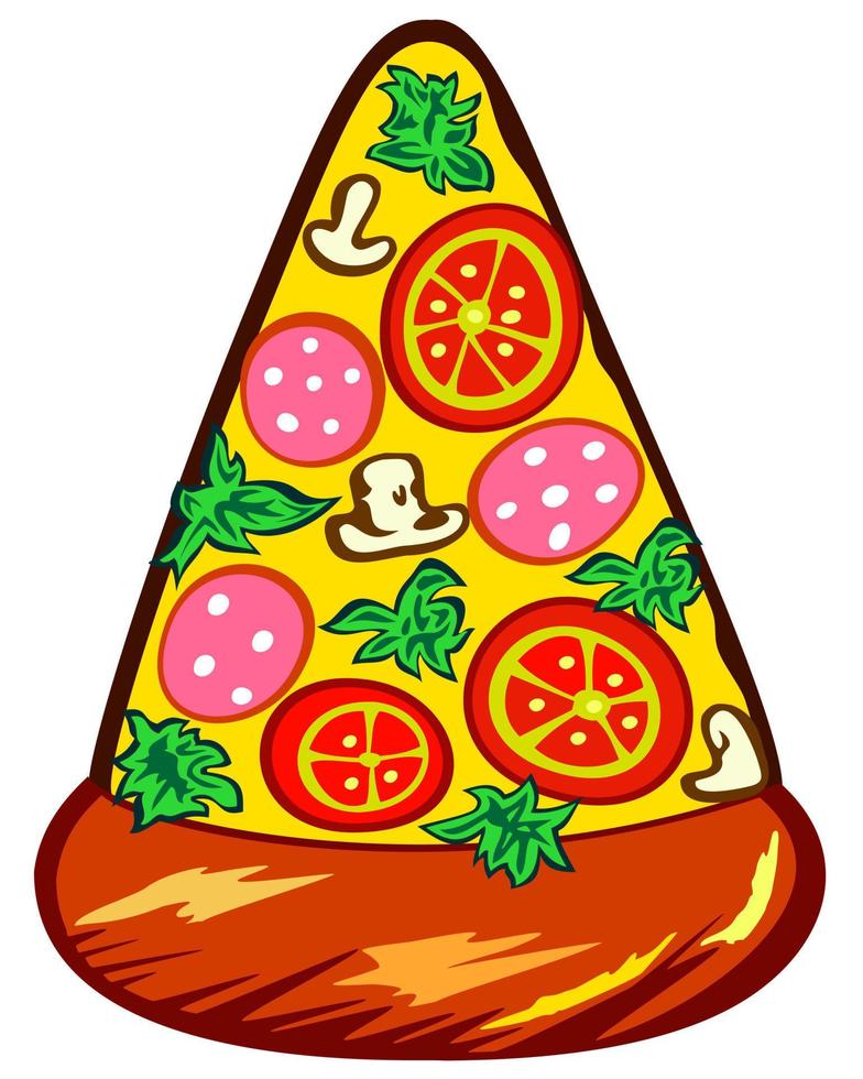 vector brillante ilustración aislada de rebanada de pizza.