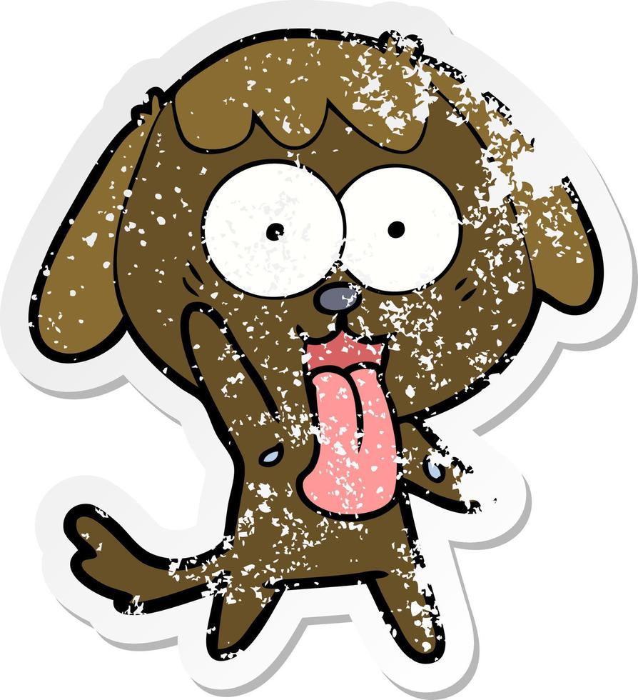 pegatina angustiada de un lindo perro de dibujos animados vector