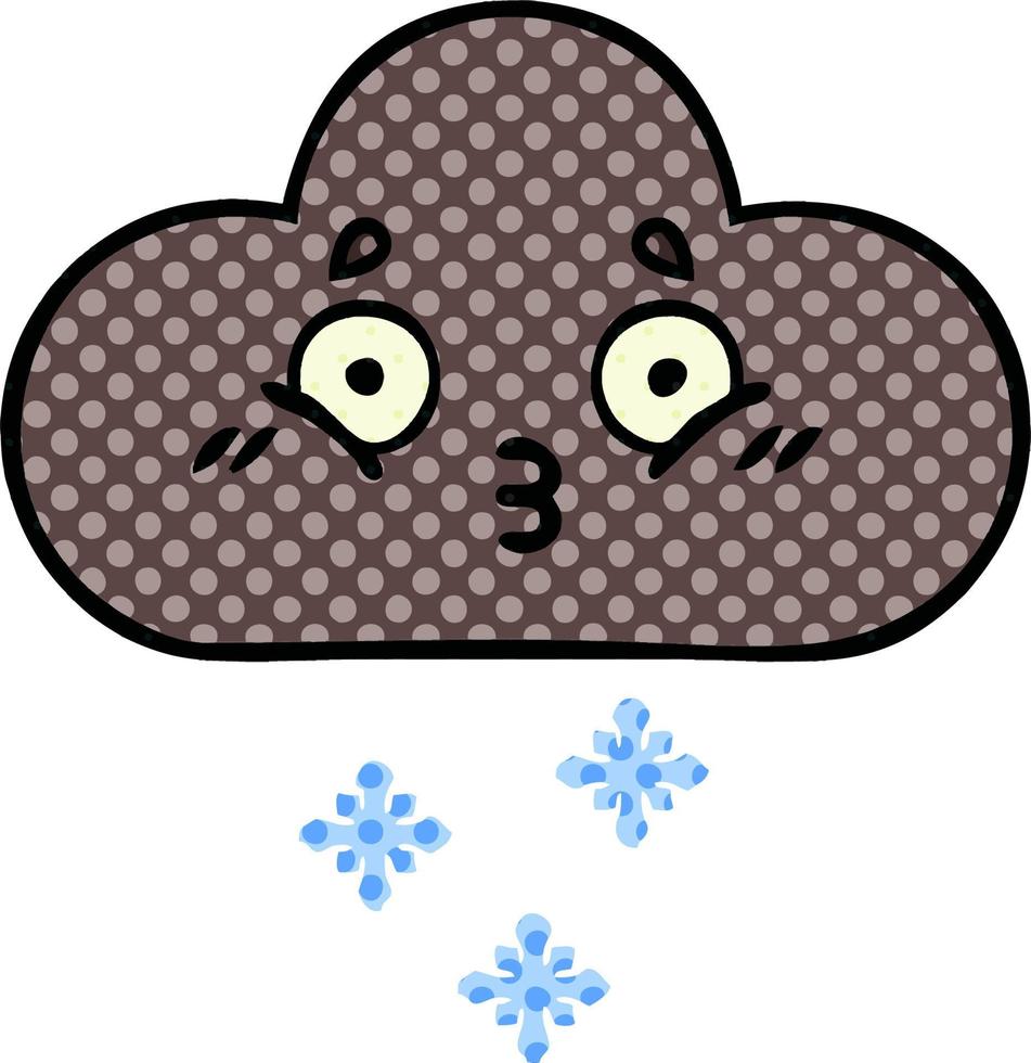 nube de nieve de tormenta de dibujos animados de estilo cómic vector