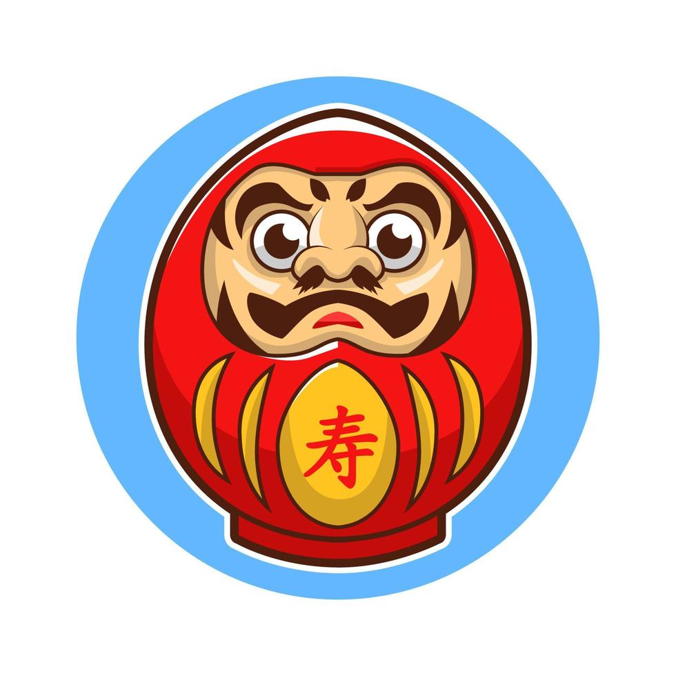 diseño de ilustración de dibujos animados de vector de muñeca daruma roja