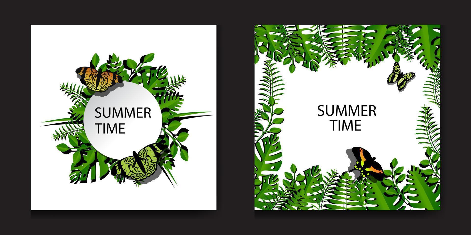 summer background with leaf decoration vector design