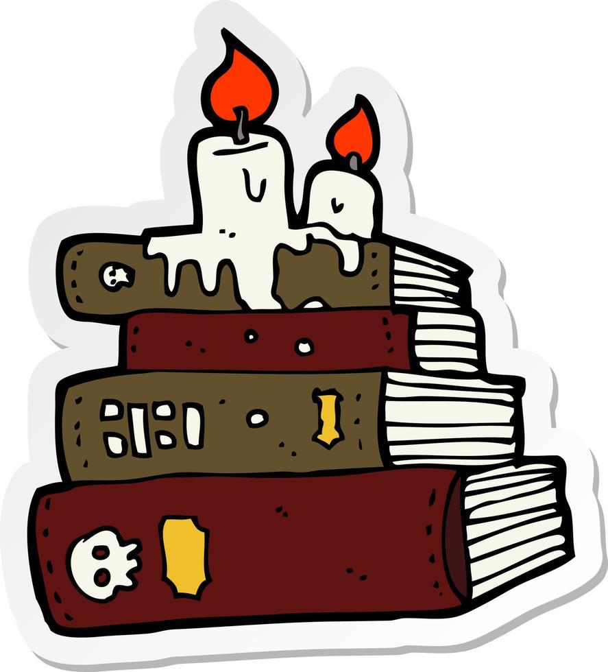 sticker of a cartoon spooky old books vector