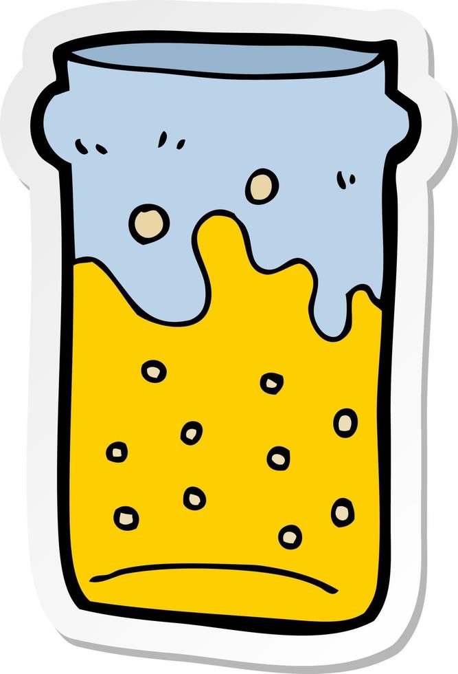 sticker of a cartoon pint of beer vector