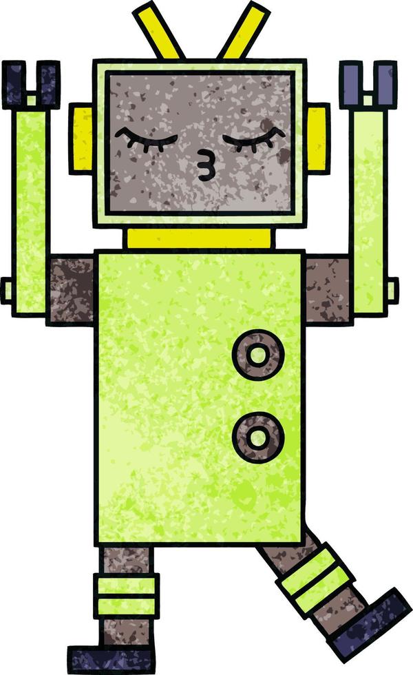 robot de dibujos animados de textura grunge retro vector