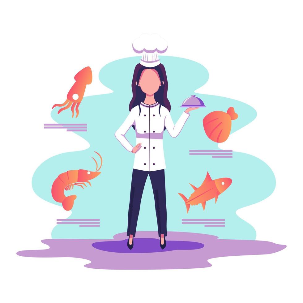 Seafood menu flat style illustration vector design