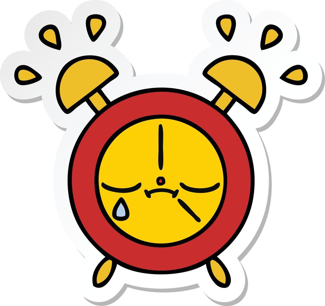 sticker of a cute cartoon alarm clock vector