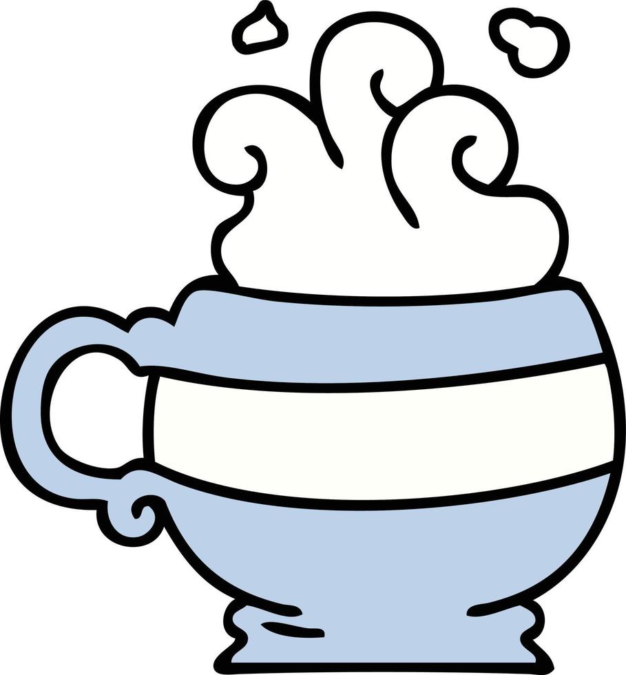 quirky hand drawn cartoon hot drink vector