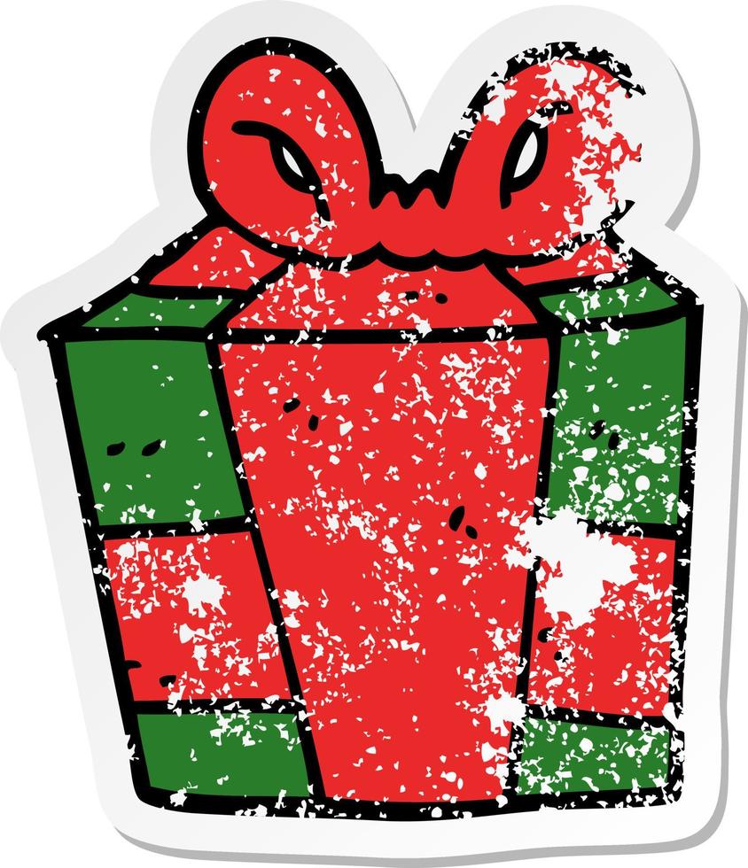 distressed sticker of a cartoon present vector