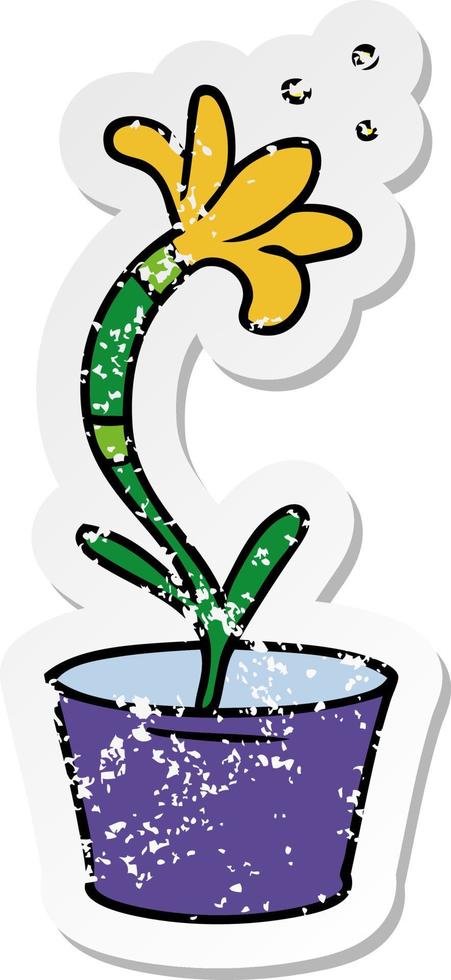 distressed sticker cartoon doodle of a house plant vector