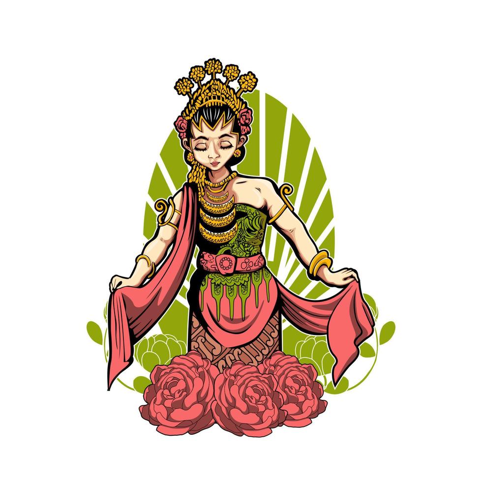 Bailarina indonesia, diseño de ilustraciones vectoriales vector