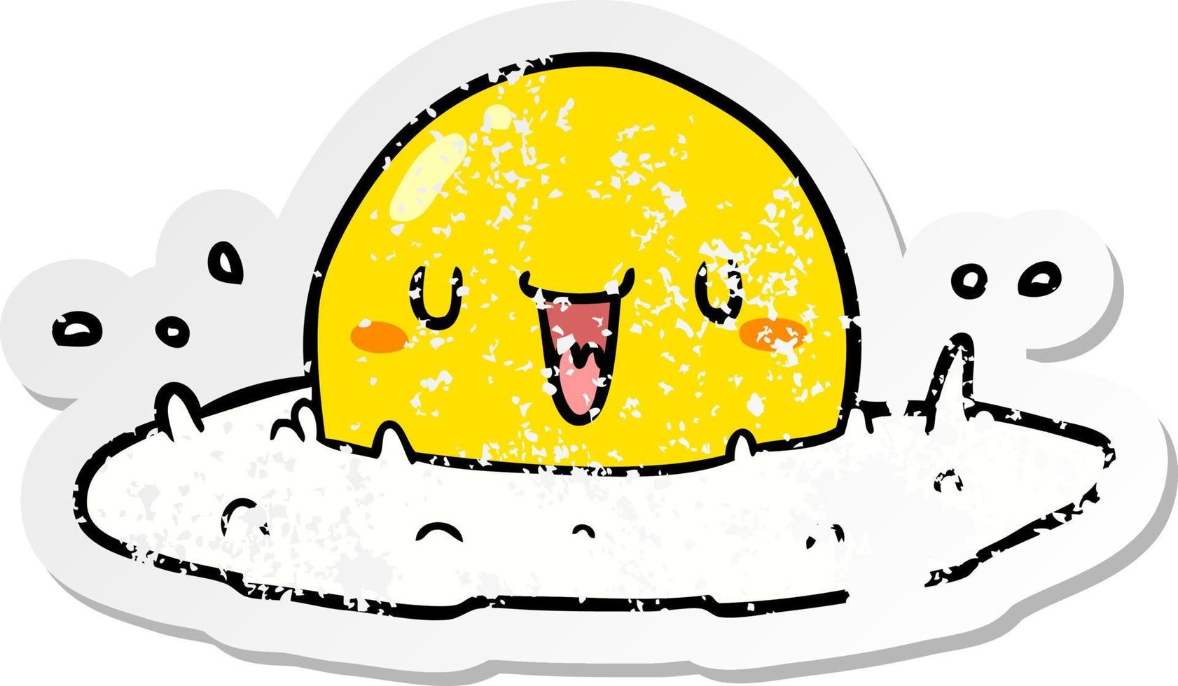 distressed sticker of a cartoon fried egg vector