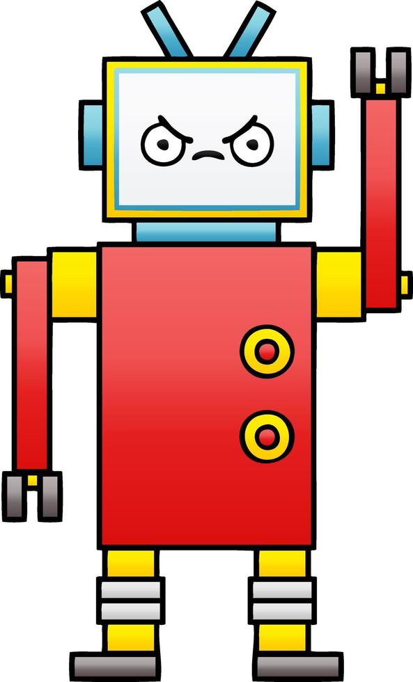 robot de dibujos animados sombreado degradado vector