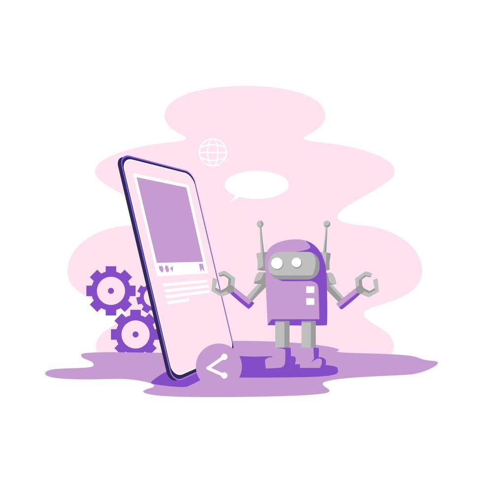 social media ai flat style illustration vector design