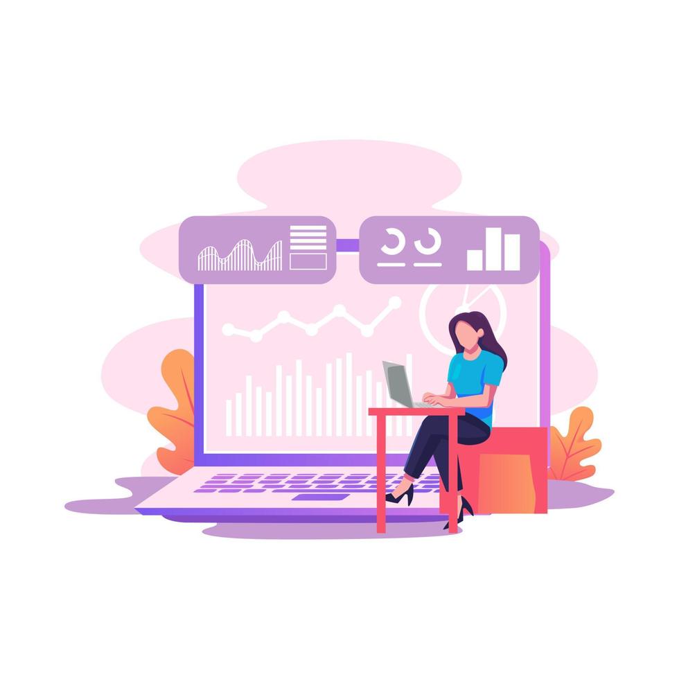 financial data management vector flat style illustration design