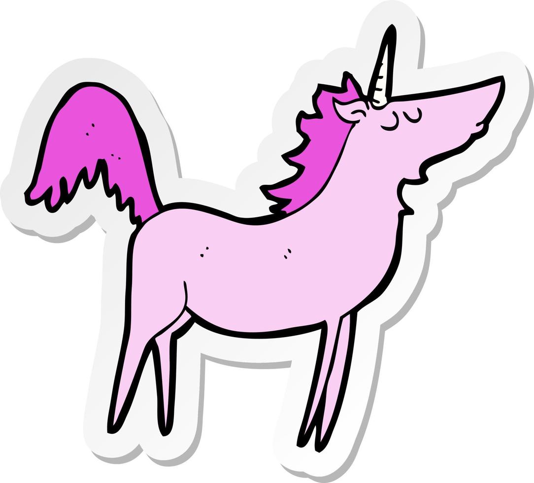 sticker of a cartoon unicorn vector