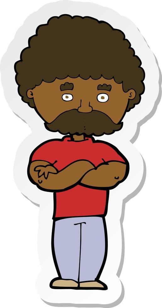 sticker of a cartoon dad with folded arms vector