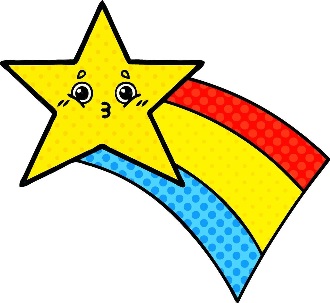 comic book style cartoon shooting rainbow star vector