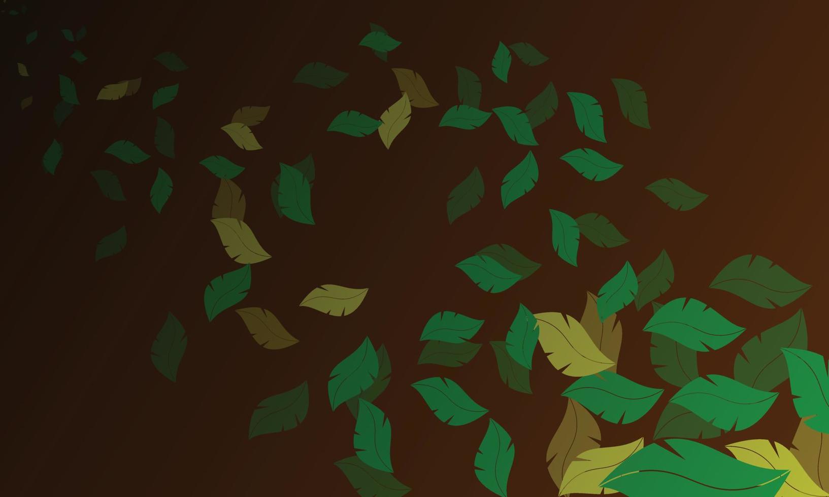 Dark green, orange vector natural background with leaves.