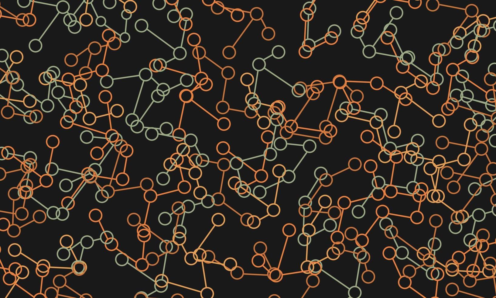 Abstract green and yellow artificial intelligence structure on black background. vector