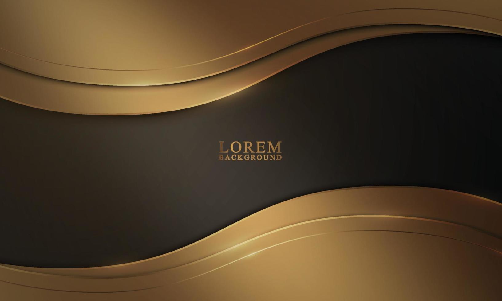 Golden and dark luxury wave background. vector