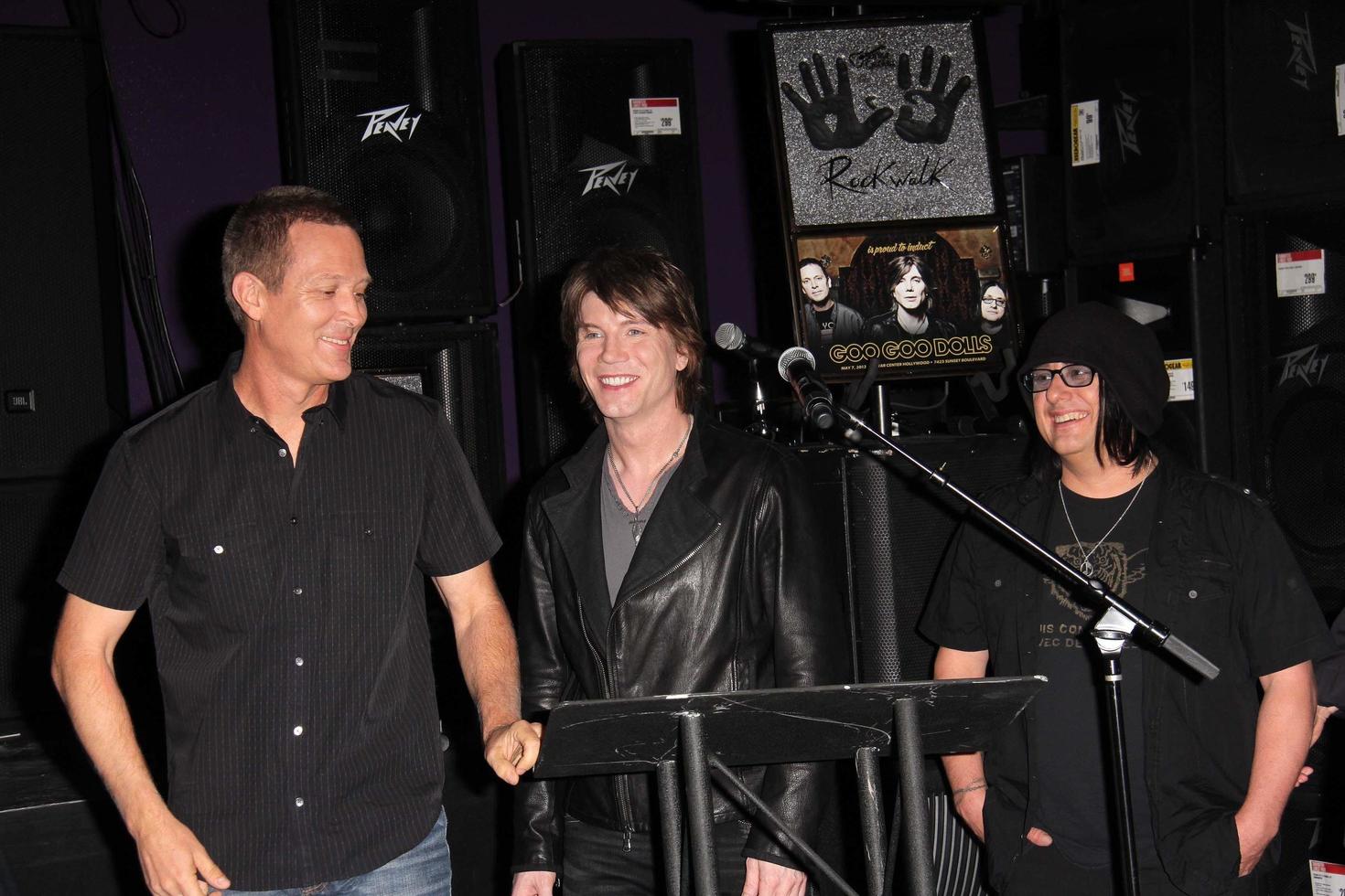 LOS ANGELES, MAY 7 -  Mike Malinin, John Rzeznik, Robby Takac at the Goo Goo Dolls RockWalk Induction at the Paley Center For Media on May 7, 2013 in Beverly Hills, CA photo