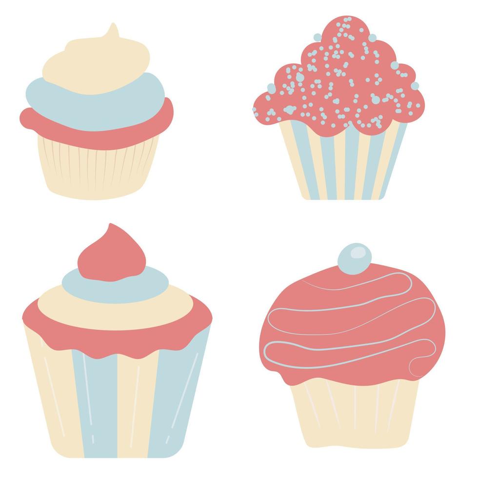 Cupcake vector illustration isolated on white background, cupcake clip art