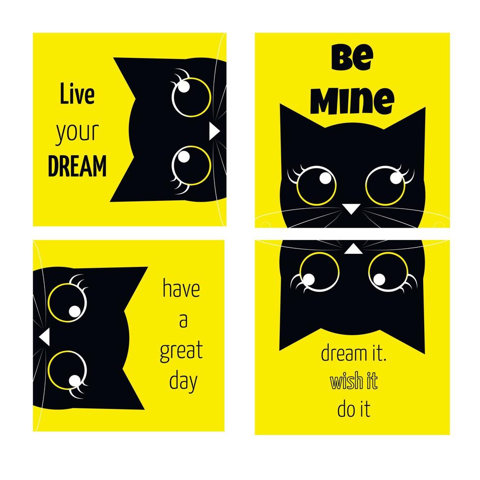 Vector set of motivating posters with cats