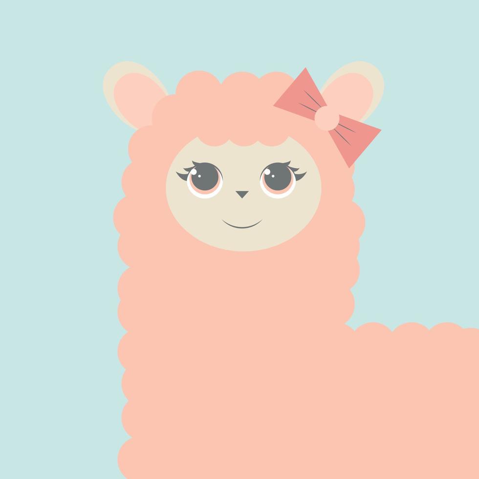 alpaca de dibujos animados de llama. ilustración aislada del vector animal de lama. arte lindo y divertido dibujado a mano. diseño para tarjeta, pegatina, tela textil, camiseta. niños, estilo moderno y moderno para niños