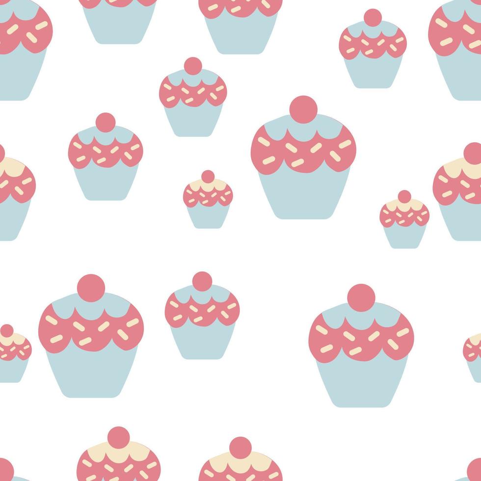 Ilustración de vector de cupcake aislado sobre fondo blanco, imágenes prediseñadas de cupcake