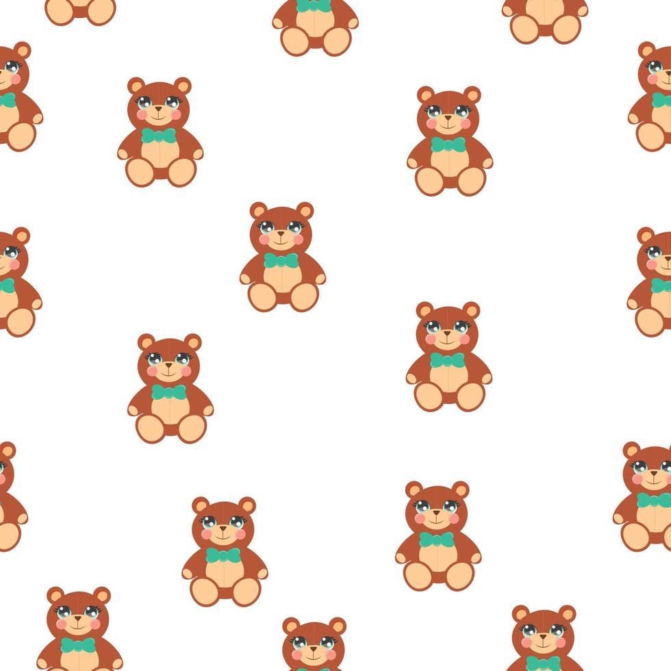 Seamless Pattern with Cute Cartoon Bear vector