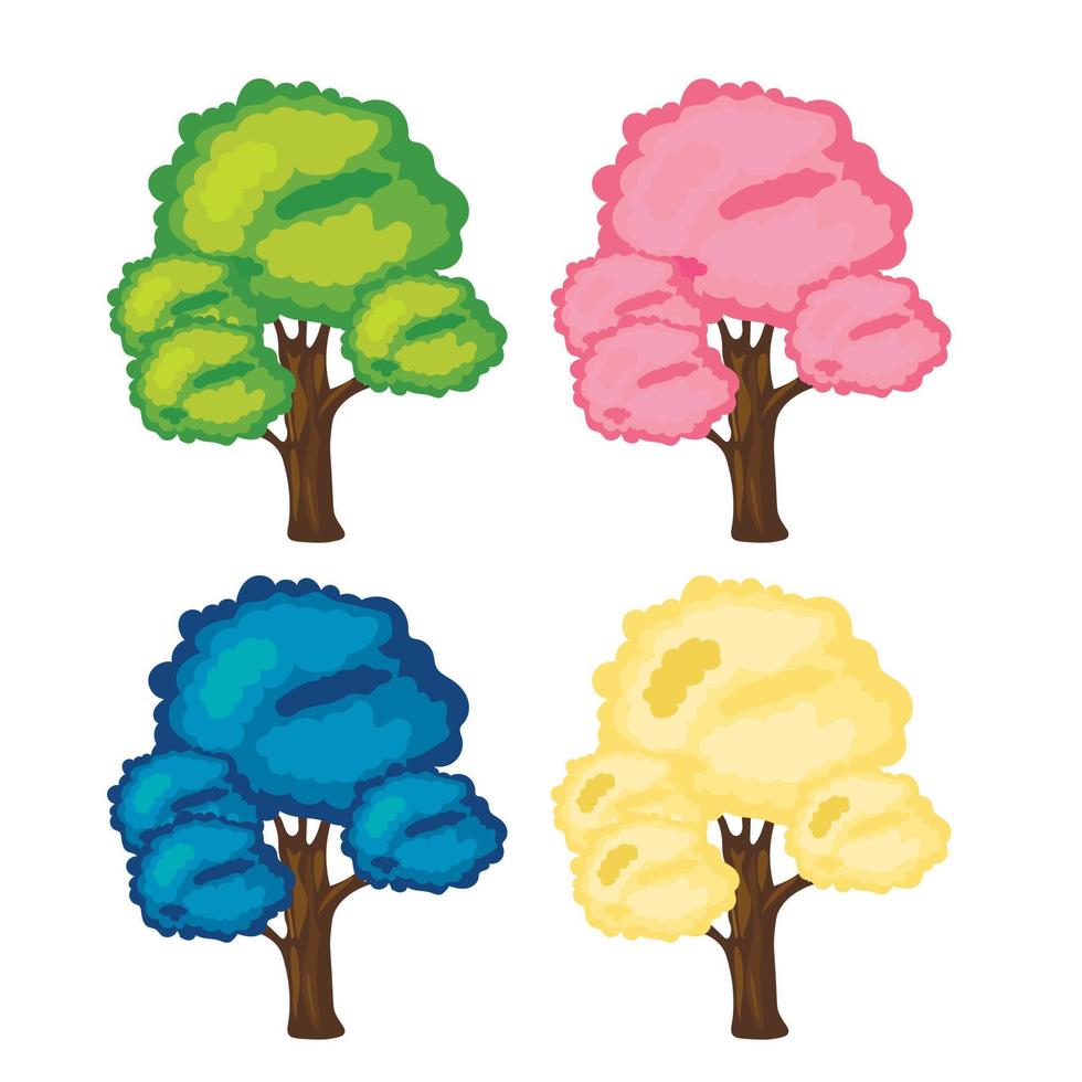 Set of abstract stylized trees. Natural illustration. vector