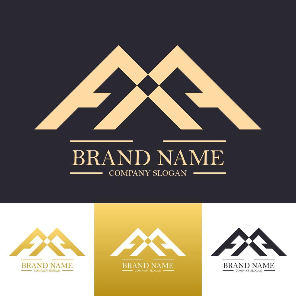 Simple luxury letter aa logo design vector template with golden color and mountain