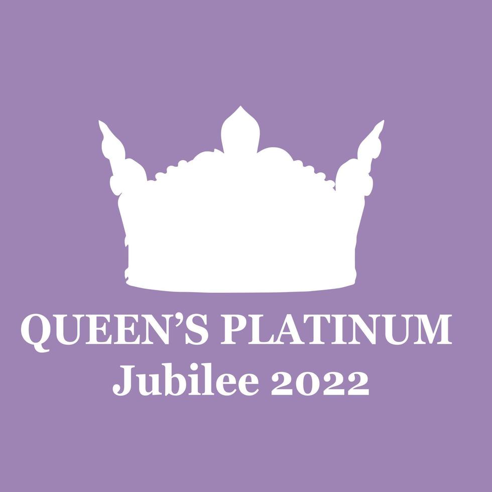 la pancarta de celebración del jubileo de platino de la reina con un lado en la corona 70 años diseño ideal para pancartas, desolladores, redes sociales, pegatinas, tarjetas de felicitación vector