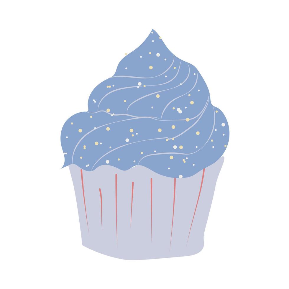 Ilustración de vector de cupcake aislado sobre fondo blanco, imágenes prediseñadas de cupcake