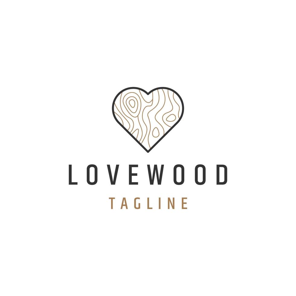 Love of wood line logo icon design template flat vector