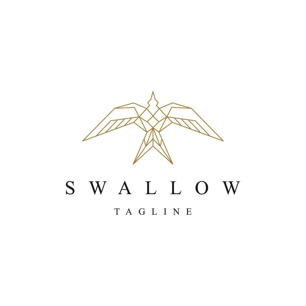 Swallow bird line logo icon design template flat vector