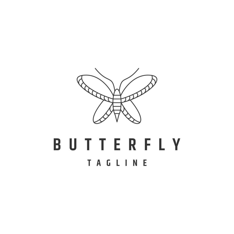 vector plano de plantilla de diseño de icono de logotipo de línea de mariposa