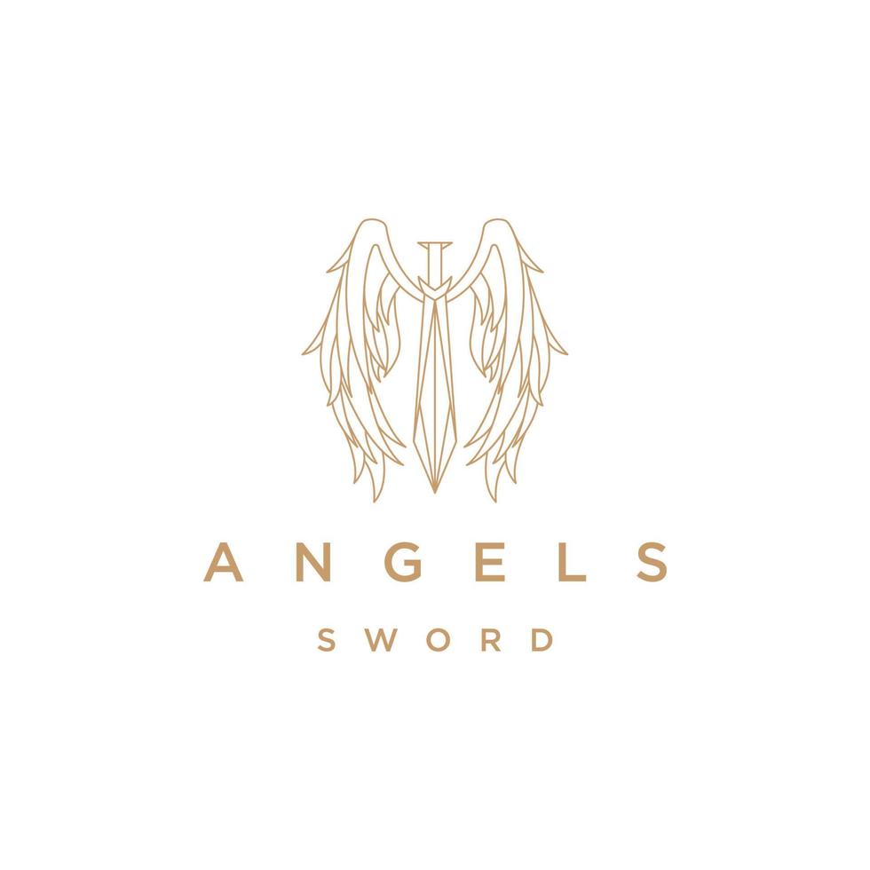ángel de espada línea logo icono plantilla de diseño vector plano