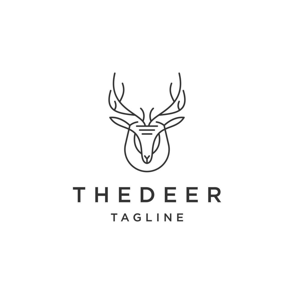 Head deer line logo icon design template flat vector