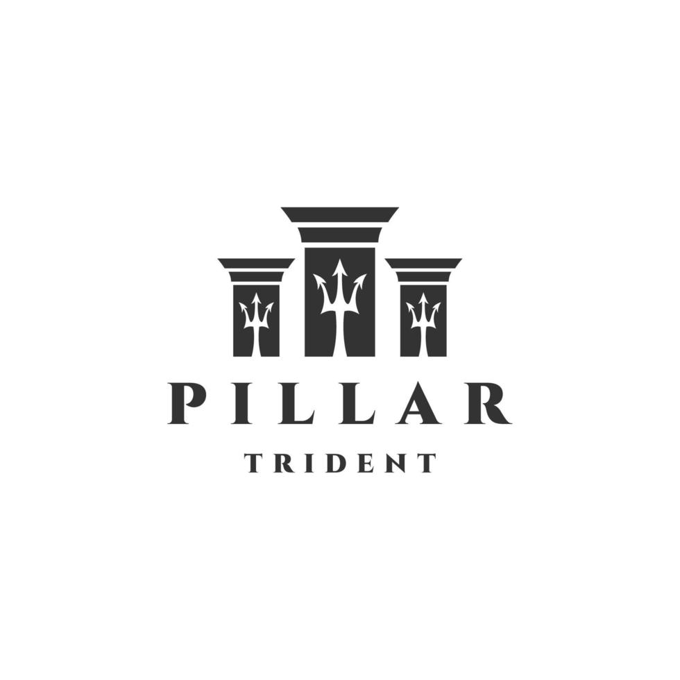 pilar de tridente logo icono plantilla de diseño vector plano