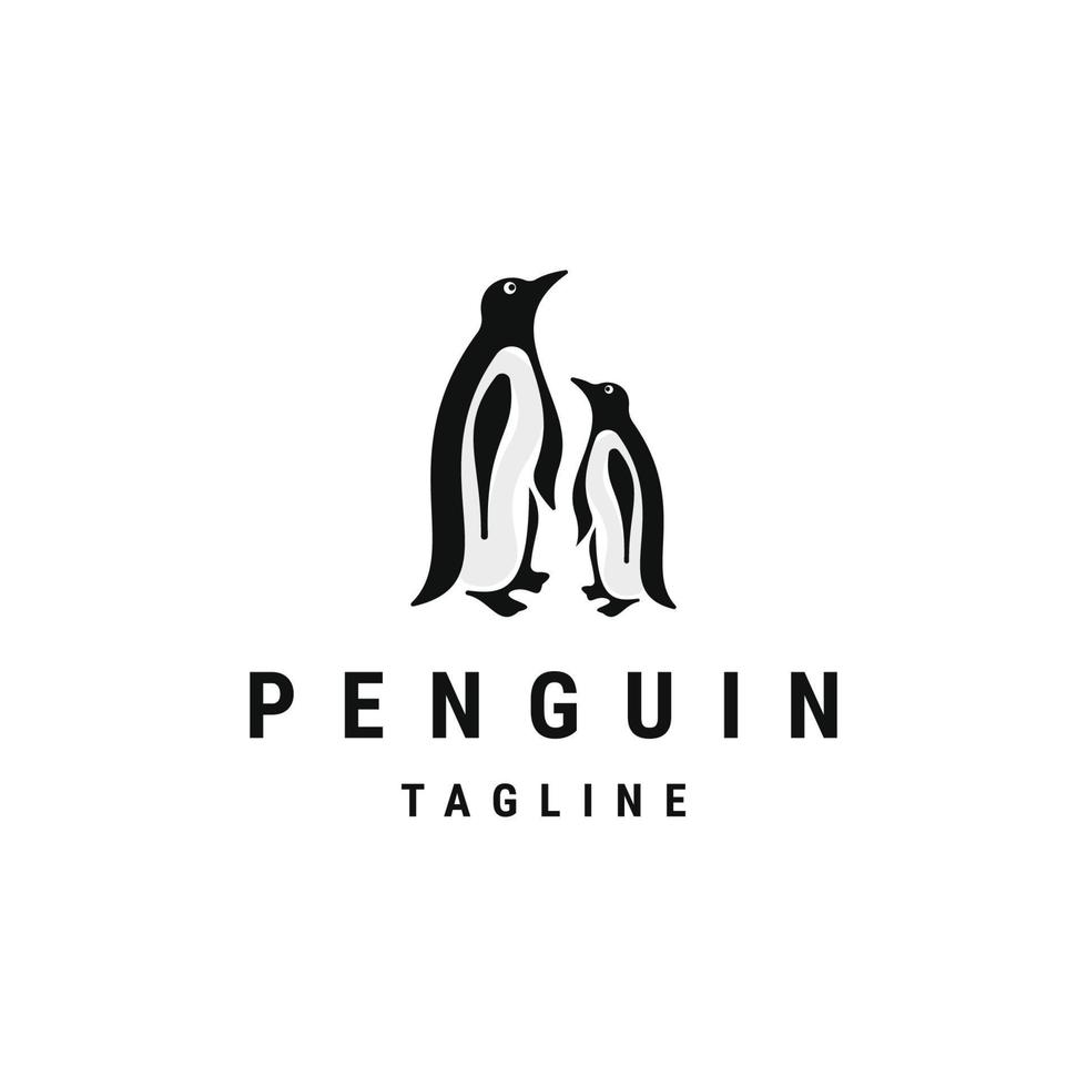 vector plano de plantilla de diseño de icono de logotipo de pingüino familiar