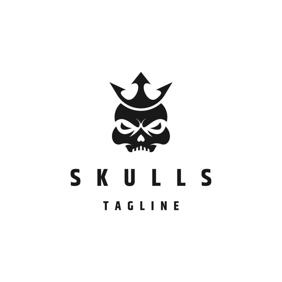 Skull king logo icon design template flat vector