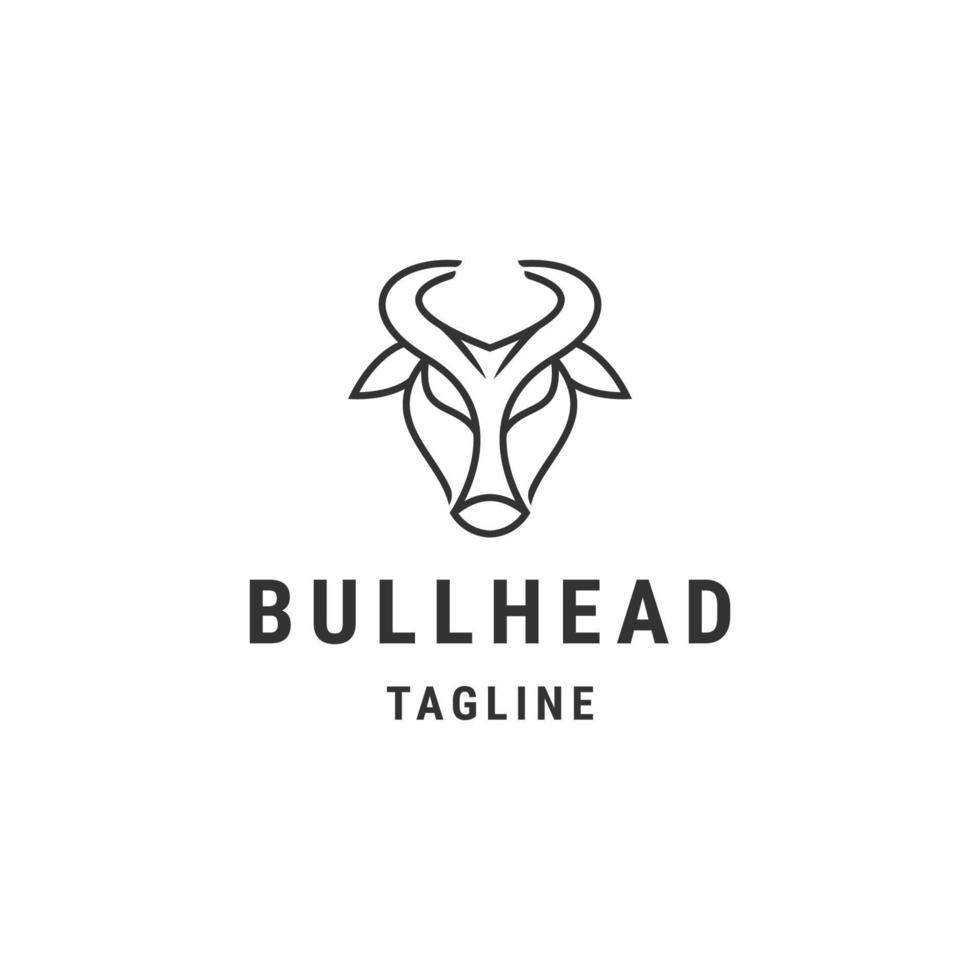 Buffalo head line logo icon design template flat vector
