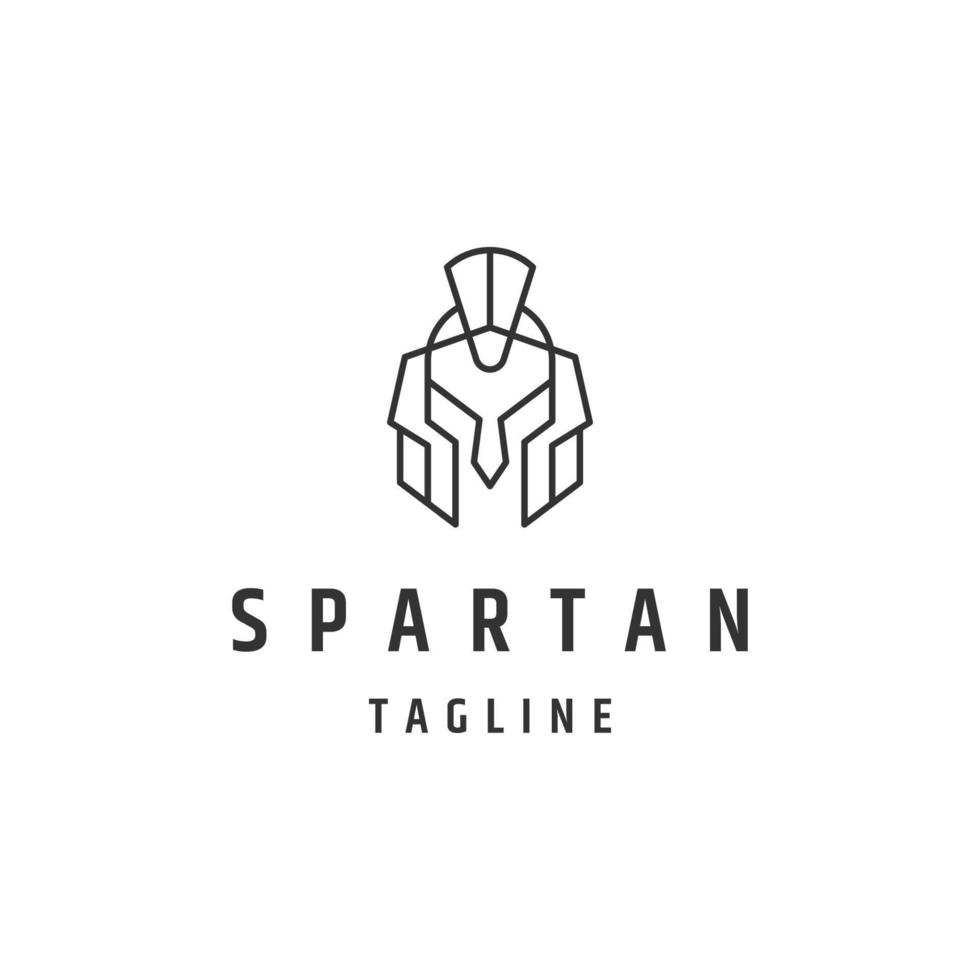 Head spartan line logo icon design template flat vector