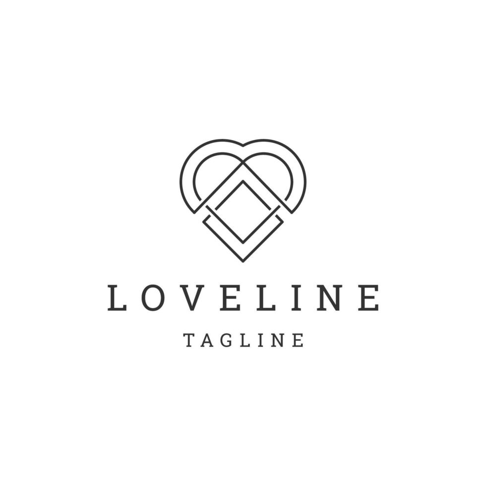 vector plano de plantilla de diseño de icono de logotipo de línea de amor