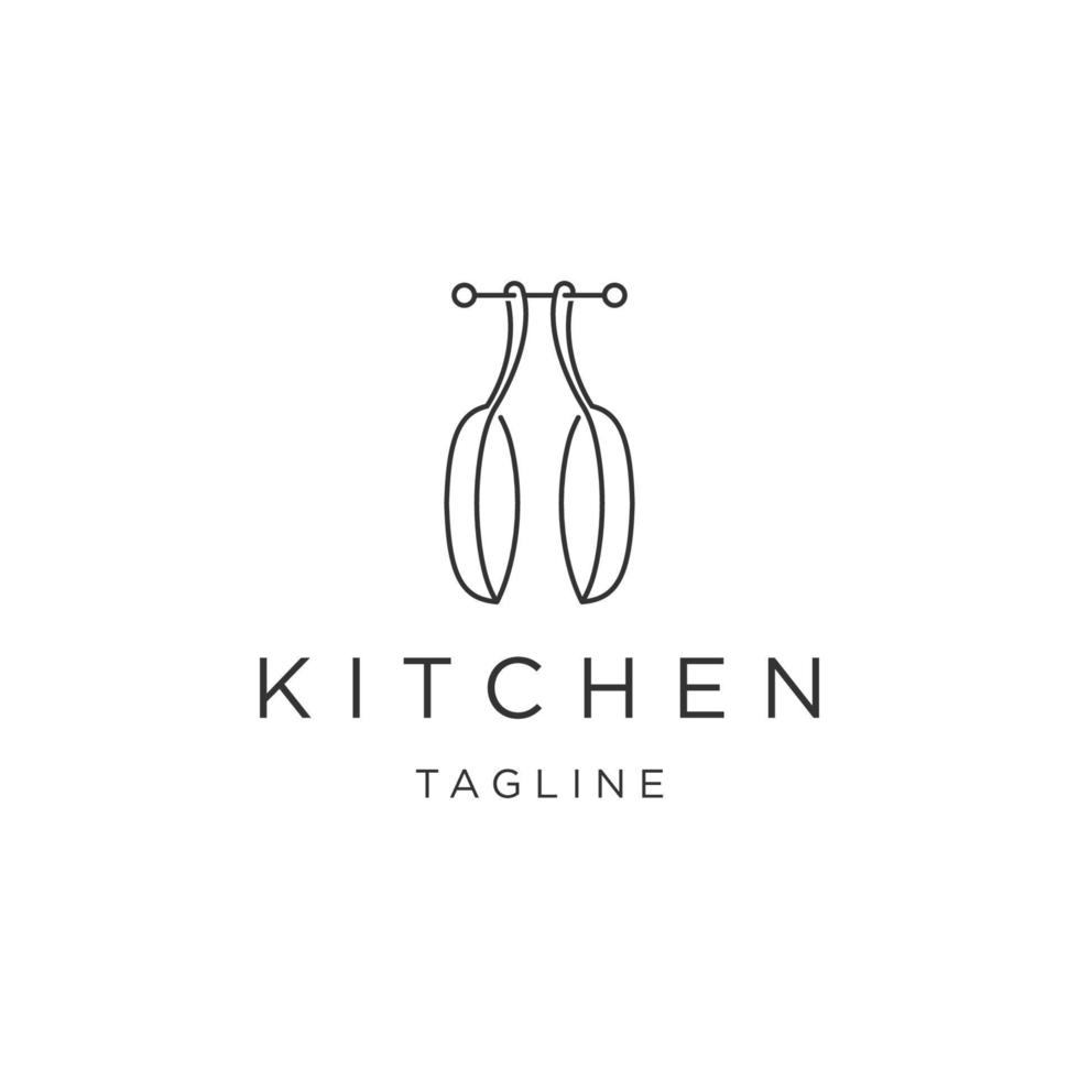 Pan kitchen line logo icon design template flat vector