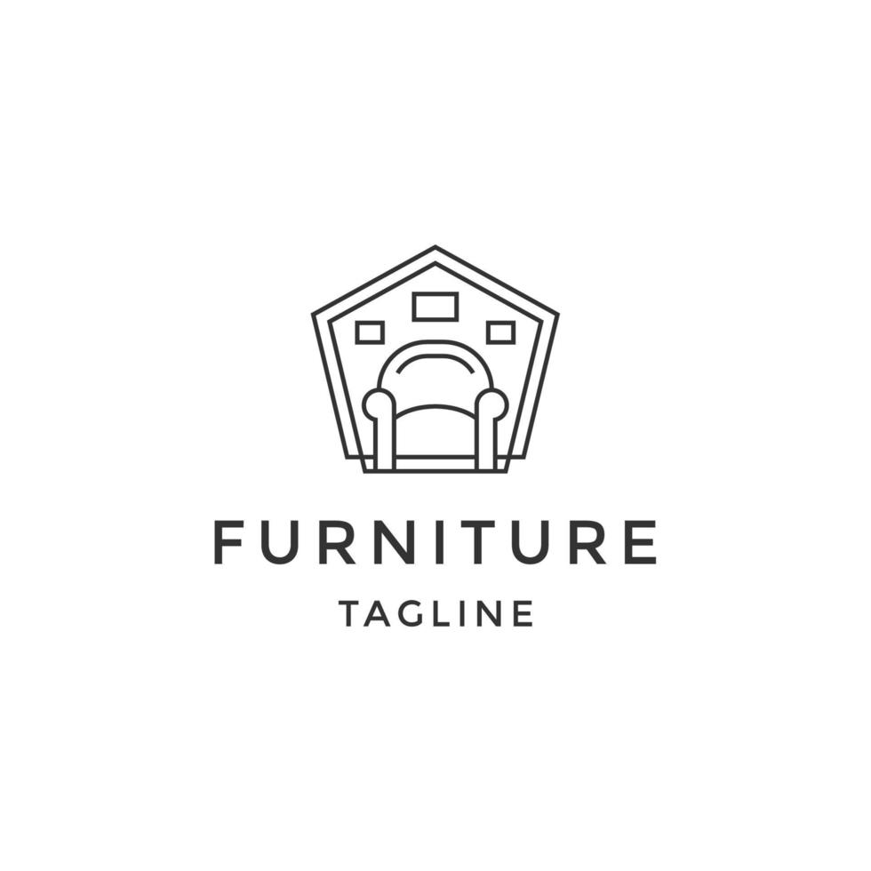 vector plano de plantilla de diseño de icono de logotipo de línea de muebles