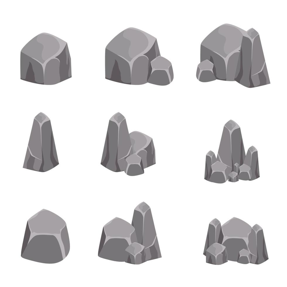 rock stone collection set vector