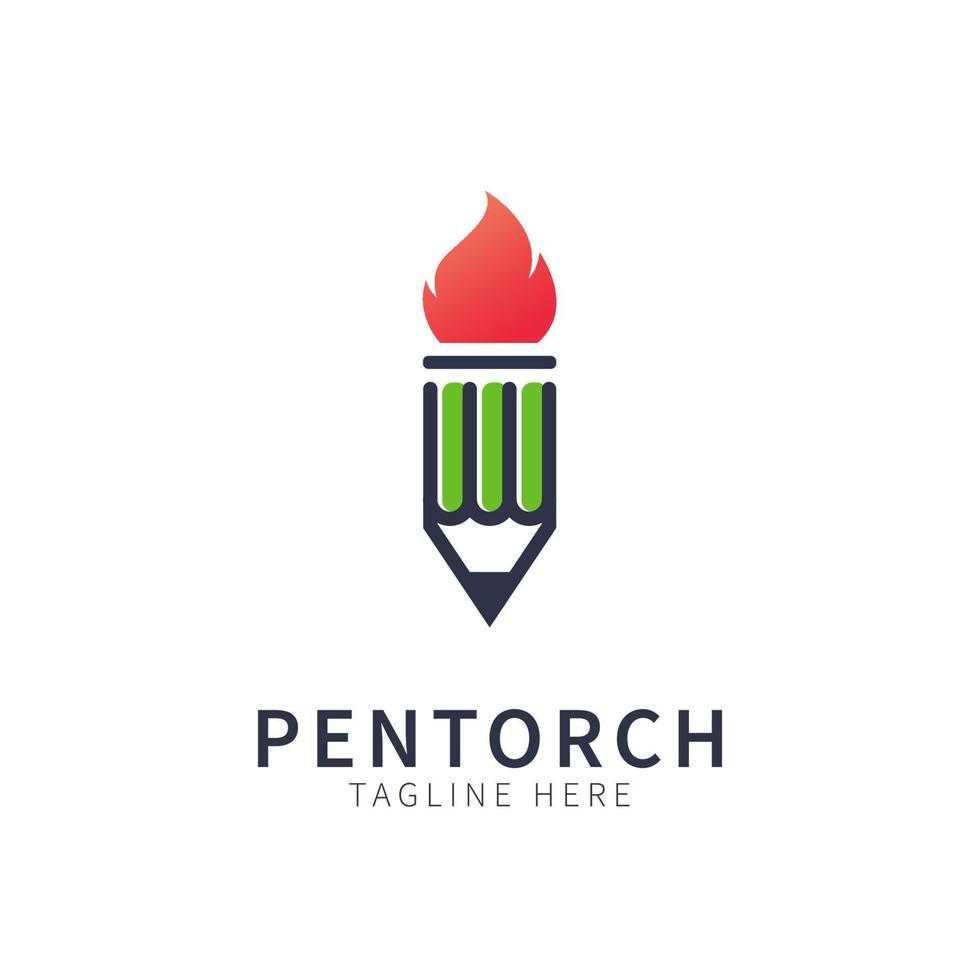 logo pencil. illustration of combining torch and pencil symbol vector